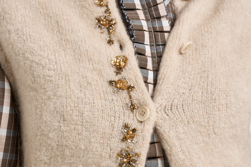 Gilet donna her majesty embroidery soft in maglia beige chiaro 15459 CREAM FORTE FORTE 