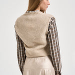 Gilet donna her majesty embroidery soft in maglia beige chiaro 15459 CREAM FORTE FORTE 