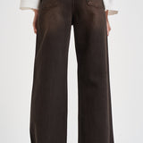 Jeans donna palazzo marrone scuro SELENE 17BLACK DENIM GOD SAVE DENIM 
