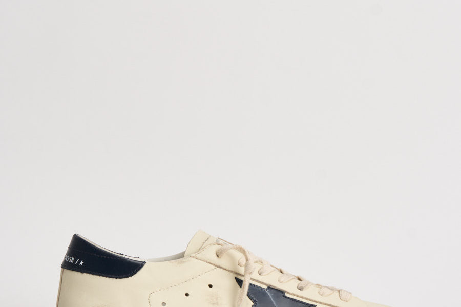 Sneakers uomo Super-star panna e blu navy GMF00101 F00416415430 GOLDEN GOOSE 
