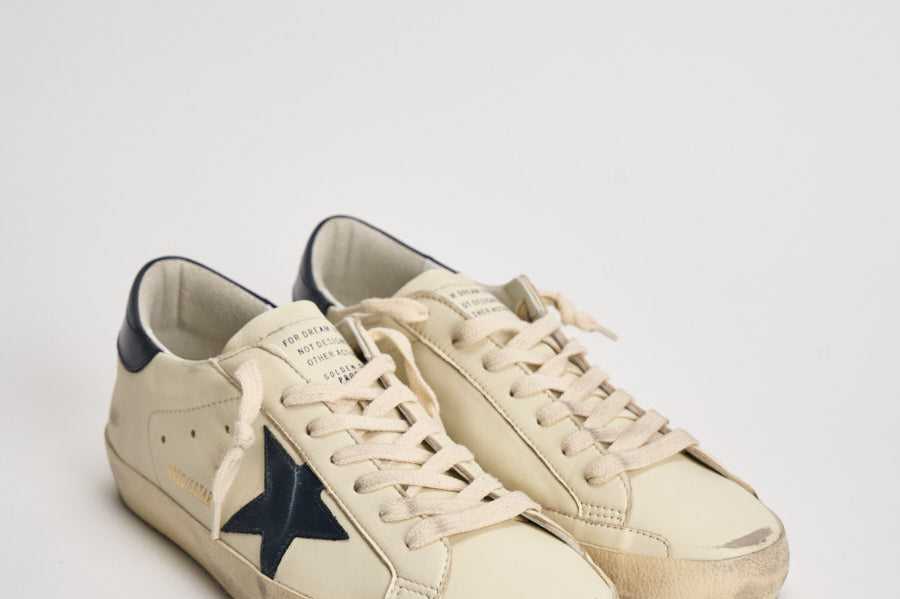 Sneakers uomo Super-star panna e blu navy GMF00101 F00416415430 GOLDEN GOOSE 