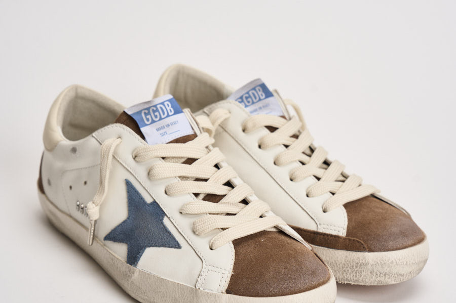 Sneakers uomo Super-star bianca e marrone GMF00102 F00869583401 GOLDEN GOOSE 