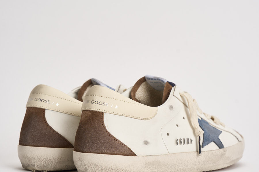 Sneakers uomo Super-star bianca e marrone GMF00102 F00869583401 GOLDEN GOOSE 