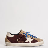 Sneakers uomo Super-star bordeaux e beige GMF00102 F00872483407 GOLDEN GOOSE 