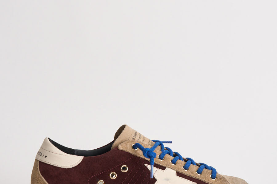 Sneakers uomo Super-star bordeaux e beige GMF00102 F00872483407 GOLDEN GOOSE 