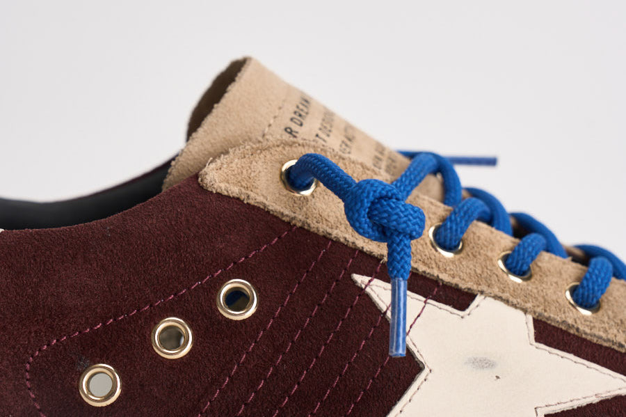 Sneakers uomo Super-star bordeaux e beige GMF00102 F00872483407 GOLDEN GOOSE 