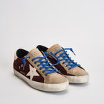 Sneakers uomo Super-star bordeaux e beige GMF00102 F00872483407 GOLDEN GOOSE 
