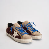 Sneakers uomo Super-star bordeaux e beige GMF00102 F00872483407 GOLDEN GOOSE 