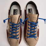 Sneakers uomo Super-star bordeaux e beige GMF00102 F00872483407 GOLDEN GOOSE 