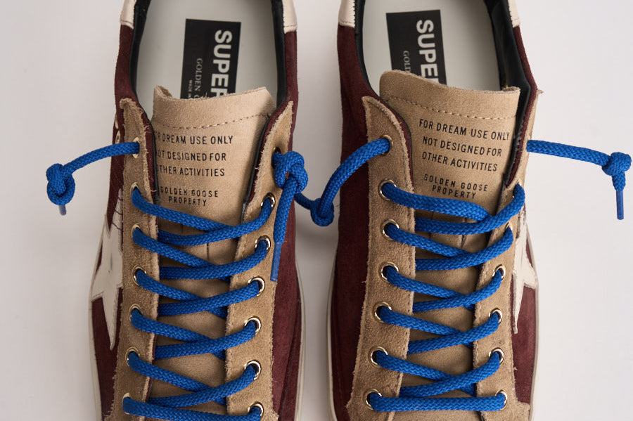Sneakers uomo Super-star bordeaux e beige GMF00102 F00872483407 GOLDEN GOOSE 