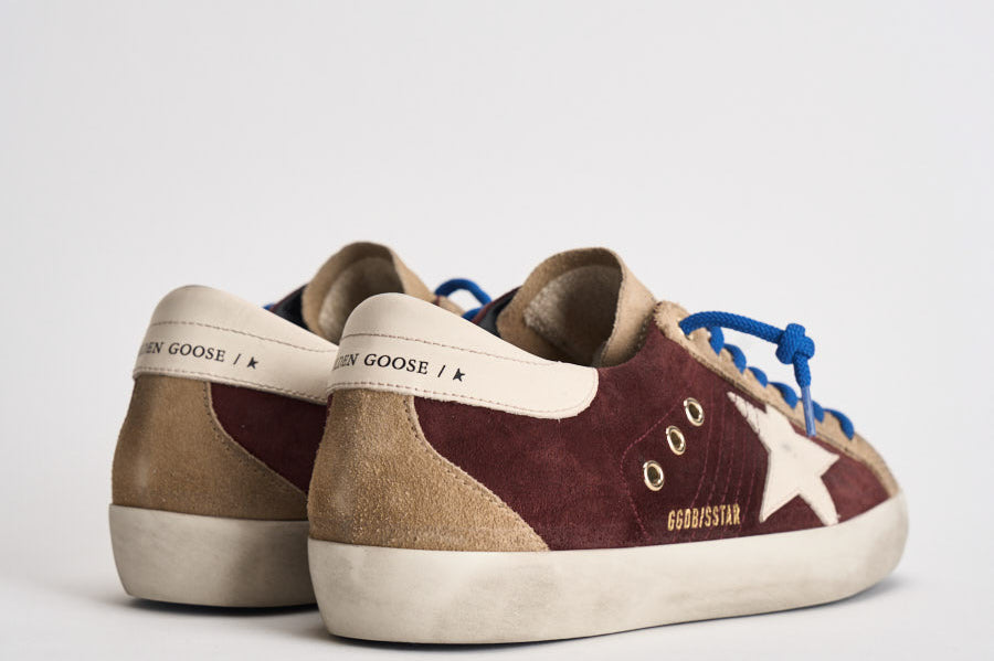 Sneakers uomo Super-star bordeaux e beige GMF00102 F00872483407 GOLDEN GOOSE 