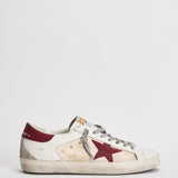 Sneakers uomo Super-Star bianca e bordeaux GMF00104 F00872615984 GOLDEN GOOSE 