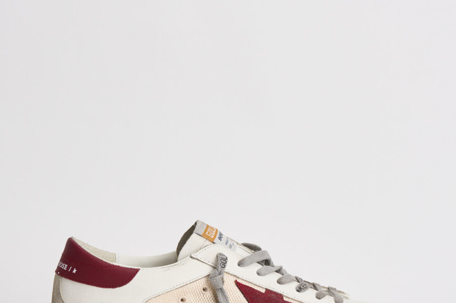 Sneakers uomo Super-Star bianca e bordeaux GMF00104 F00872615984 GOLDEN GOOSE 