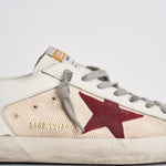 Sneakers uomo Super-Star bianca e bordeaux GMF00104 F00872615984 GOLDEN GOOSE 