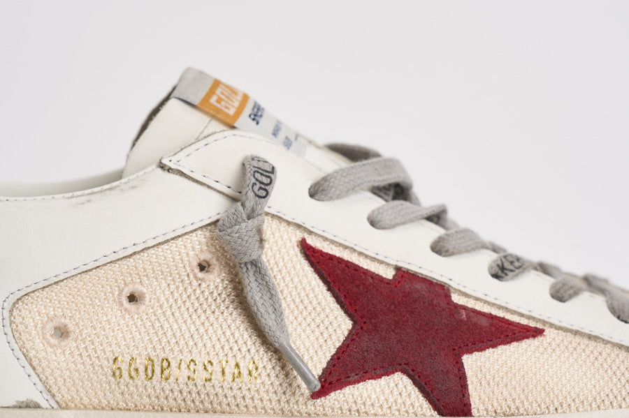Sneakers uomo Super-Star bianca e bordeaux GMF00104 F00872615984 GOLDEN GOOSE 