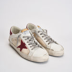 Sneakers uomo Super-Star bianca e bordeaux GMF00104 F00872615984 GOLDEN GOOSE 