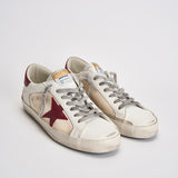 Sneakers uomo Super-Star bianca e bordeaux GMF00104 F00872615984 GOLDEN GOOSE 