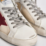 Sneakers uomo Super-Star bianca e bordeaux GMF00104 F00872615984 GOLDEN GOOSE 