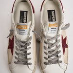 Sneakers uomo Super-Star bianca e bordeaux GMF00104 F00872615984 GOLDEN GOOSE 