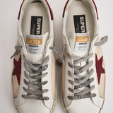 Sneakers uomo Super-Star bianca e bordeaux GMF00104 F00872615984 GOLDEN GOOSE 