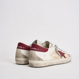 Sneakers uomo Super-Star bianca e bordeaux GMF00104 F00872615984 GOLDEN GOOSE 