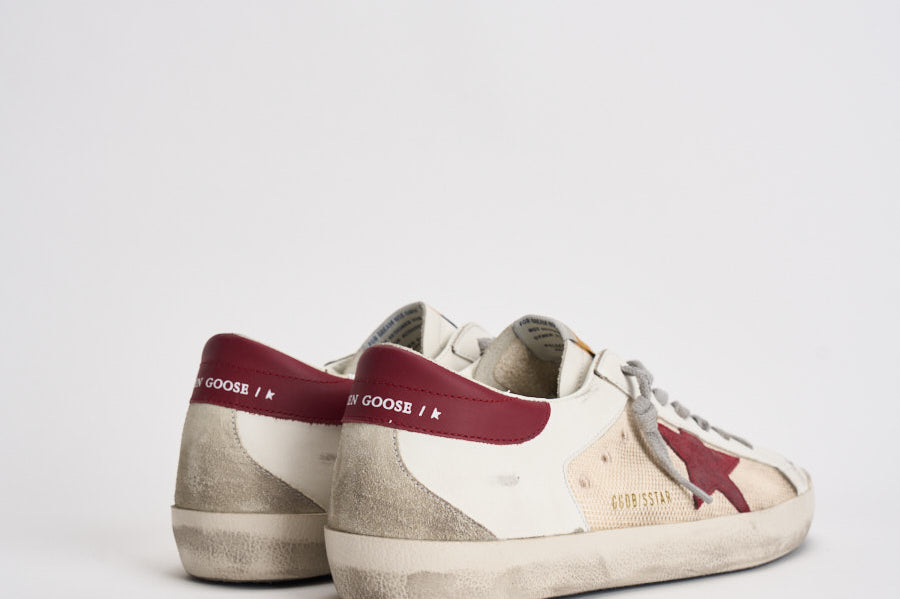 Sneakers uomo Super-Star bianca e bordeaux GMF00104 F00872615984 GOLDEN GOOSE 