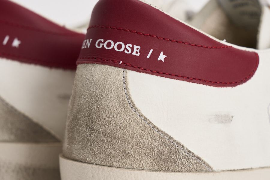 Sneakers uomo Super-Star bianca e bordeaux GMF00104 F00872615984 GOLDEN GOOSE 