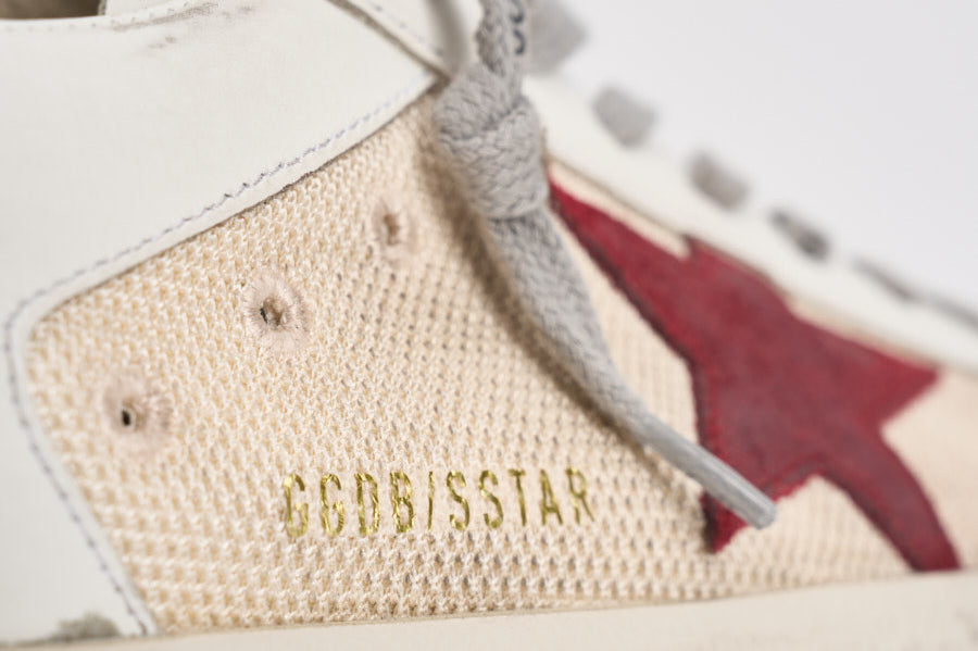 Sneakers uomo Super-Star bianca e bordeaux GMF00104 F00872615984 GOLDEN GOOSE 