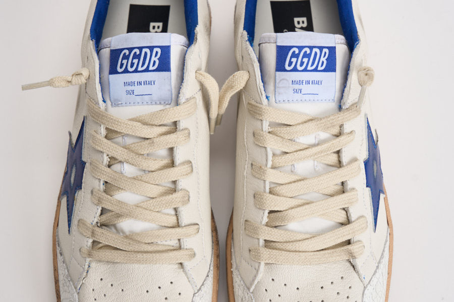 Sneakers uomo Ball Star bianco e blu elettrico GMF00117 F00219810327 GOLDEN GOOSE 