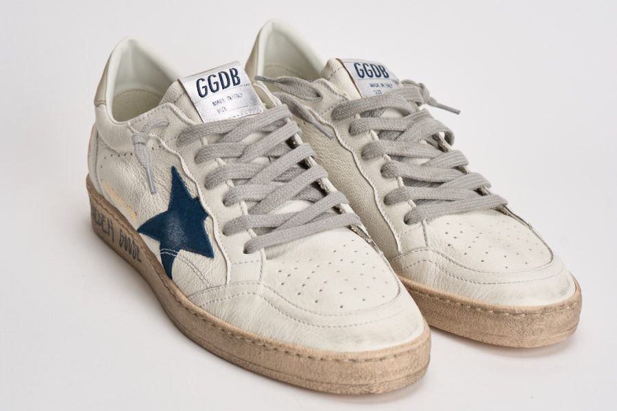 Sneakers uomo Ball Star bianco e blu GMF00117 F00757111660 GOLDEN GOOSE 