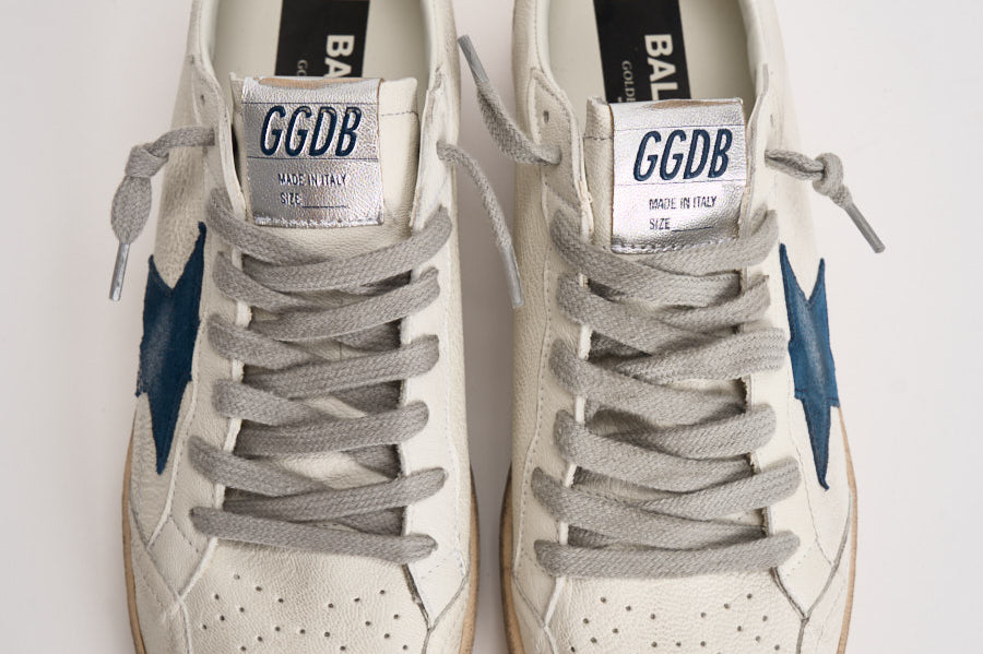 Sneakers uomo Ball Star bianco e blu GMF00117 F00757111660 GOLDEN GOOSE 