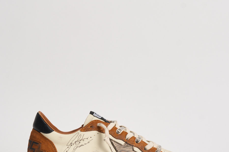 Sneakers uomo Ball Star panna e marrone GMF00117 F00872083405 GOLDEN GOOSE 