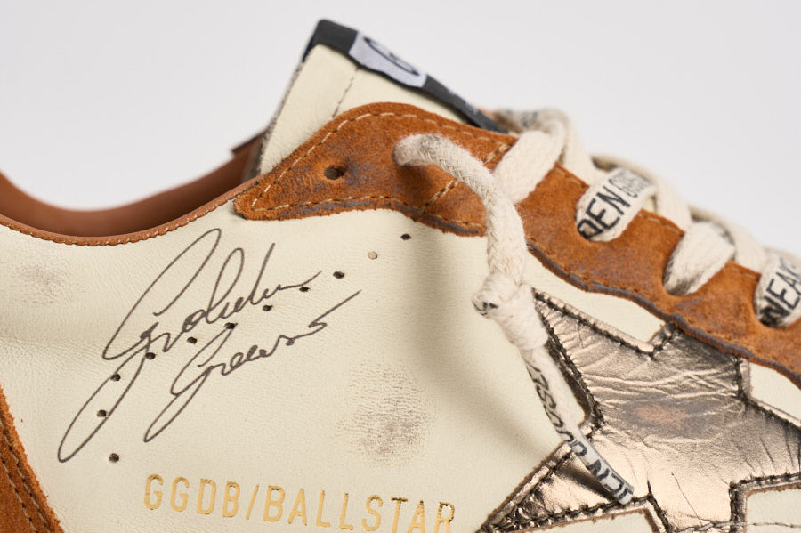 Sneakers uomo Ball Star panna e marrone GMF00117 F00872083405 GOLDEN GOOSE 