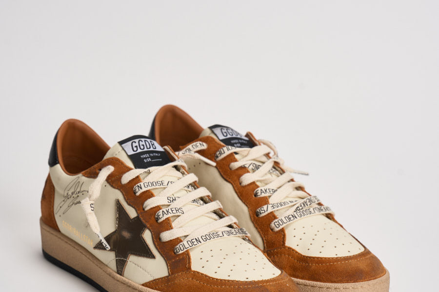 Sneakers uomo Ball Star panna e marrone GMF00117 F00872083405 GOLDEN GOOSE 