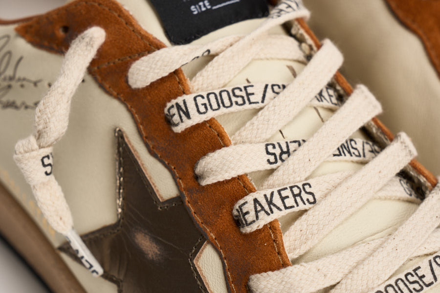 Sneakers uomo Ball Star panna e marrone GMF00117 F00872083405 GOLDEN GOOSE 