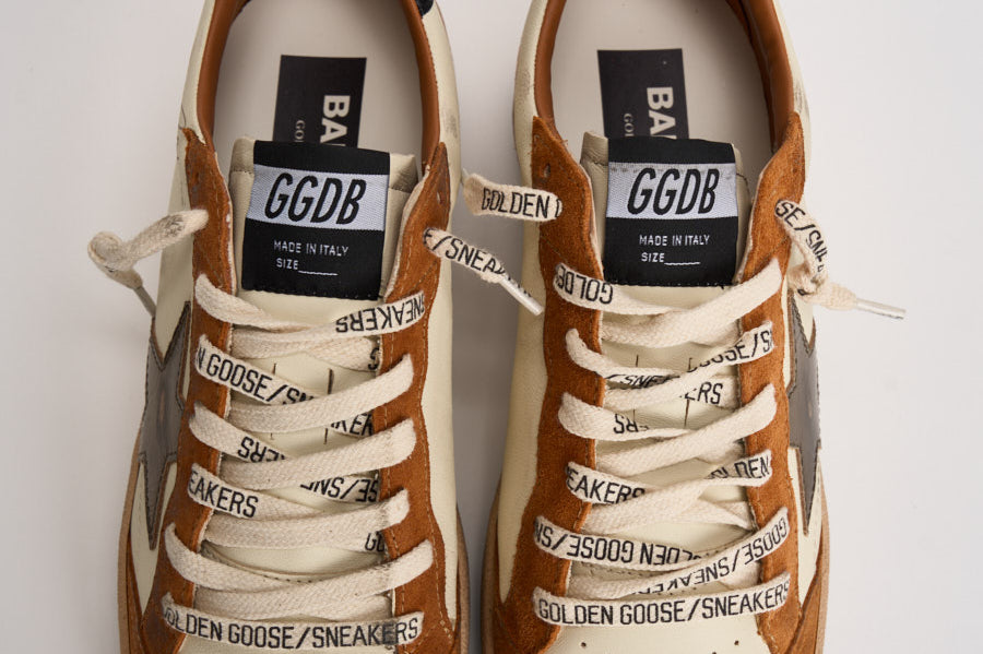 Sneakers uomo Ball Star panna e marrone GMF00117 F00872083405 GOLDEN GOOSE 