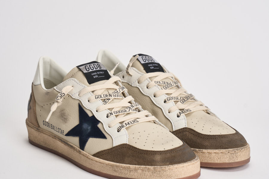 Sneakers uomo Ball Star beige e tortora GMF00117 F00872283406 GOLDEN GOOSE 