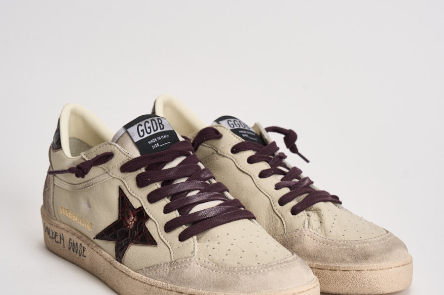 Sneakers uomo Ball Star panna e bordeaux GMF00117 F00873515985 GOLDEN GOOSE 