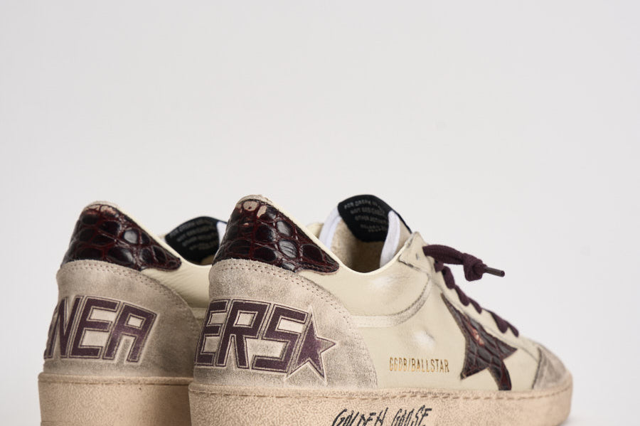 Sneakers uomo Ball Star panna e bordeaux GMF00117 F00873515985 GOLDEN GOOSE 