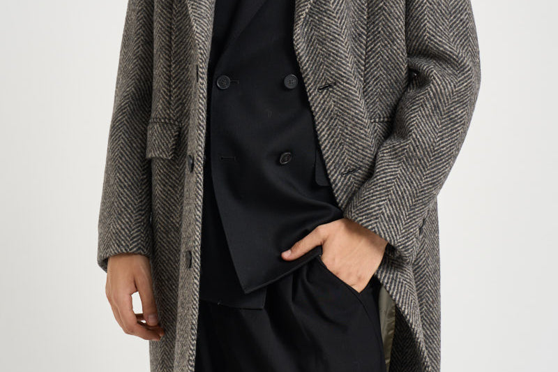 Cappotto uomo lungo grigio e beige GMP00986 P00061681173 GOLDEN GOOSE 