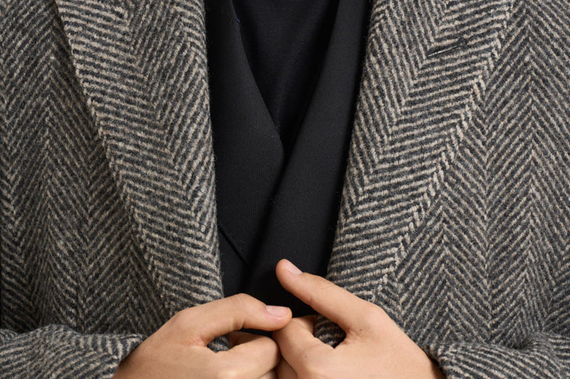 Cappotto uomo lungo grigio e beige GMP00986 P00061681173 GOLDEN GOOSE 