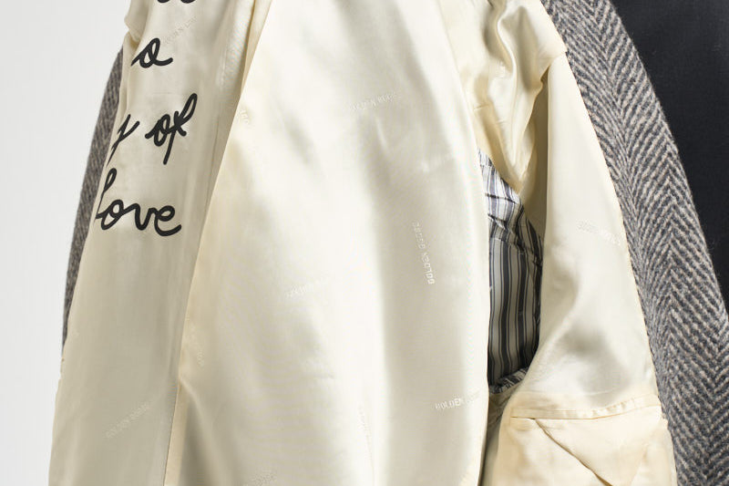 Cappotto uomo lungo grigio e beige GMP00986 P00061681173 GOLDEN GOOSE 