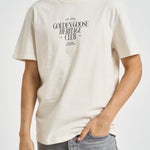 T-shirt uomo girocollo con scritte panna GMP01220 P00261911560 GOLDEN GOOSE 
