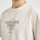 T-shirt uomo girocollo con scritte panna GMP01220 P00261911560 GOLDEN GOOSE 