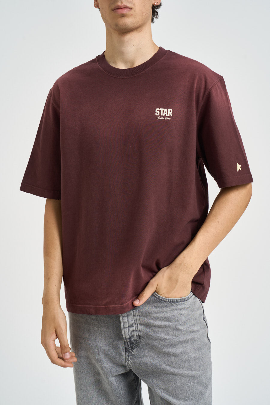 T-shirt uomo girocollo vino GUP017873 P00242040233 GOLDEN GOOSE 