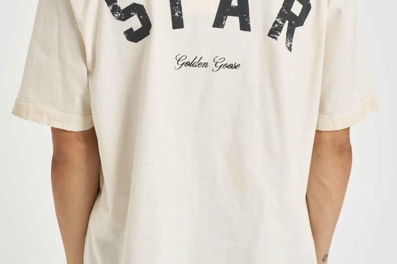 T-shirt uomo girocollo avorio GUP01873 P00241811616 GOLDEN GOOSE 