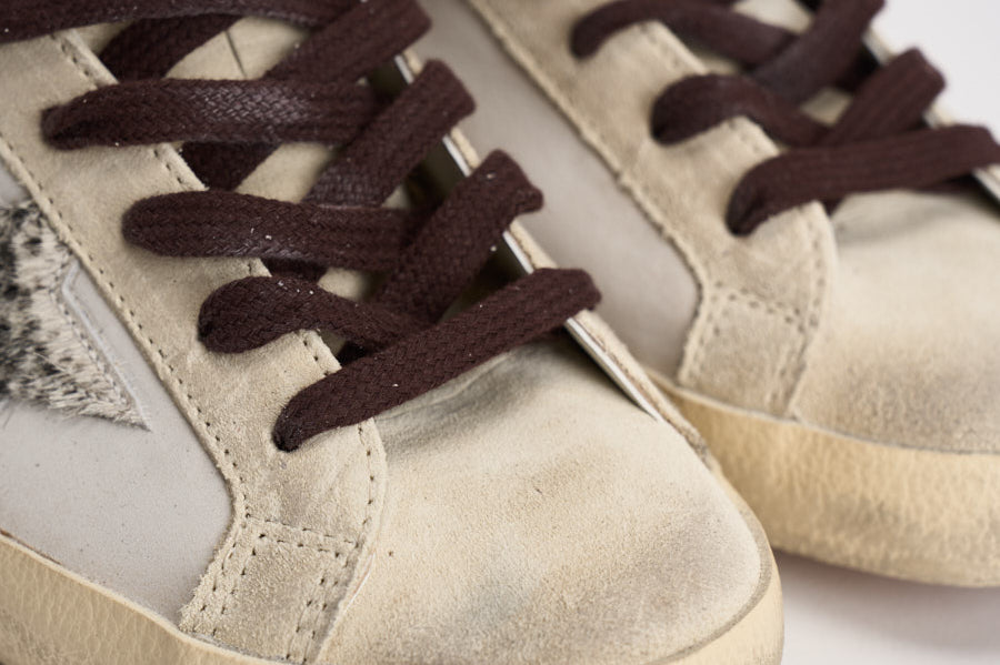 Sneakers donna Super-Star panna e marrone GWF00101 F00874612526 GOLDEN GOOSE 