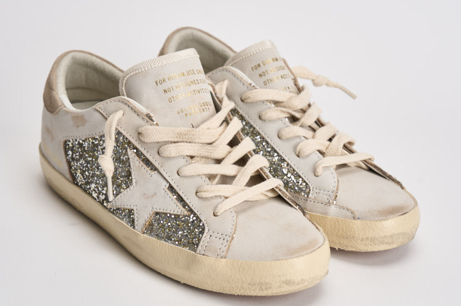 Sneakers donna Super-Star panna e argento GWF00103 F00890110931 GOLDEN GOOSE 