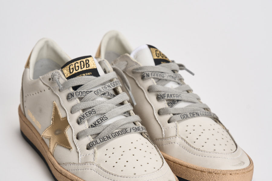 Sneakers donna Ball Star bianca e oro GWF00117 F00078380608 GOLDEN GOOSE 