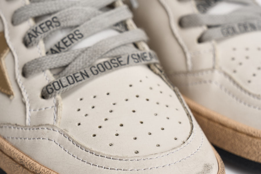 Sneakers donna Ball Star bianca e oro GWF00117 F00078380608 GOLDEN GOOSE 
